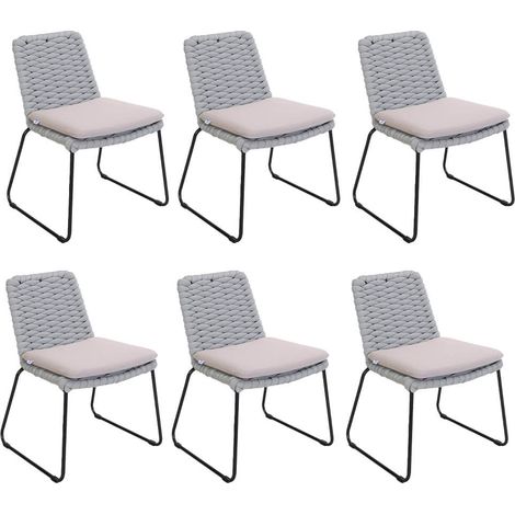 Home Deluxe Sedia da giardino in vimini grigio chiaro BALERO - set da 1