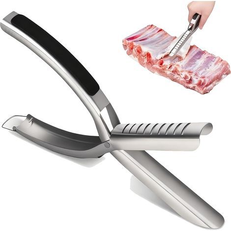 Outil pour Enlever la Membrane des Côtes, Accessoire Barbecue en Acier Inoxydable, pour Un Démembrage Facile, pour Préparation Rapide, Viandes Juteuses, Prise en Main Sûre (1/5)