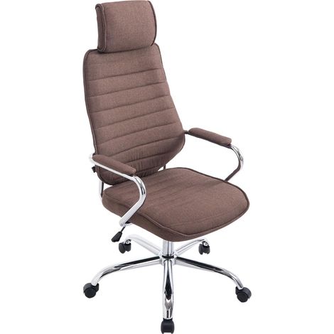 Fauteuil de bureau hauteur réglable pivotant mécanisme de bascule tissu marron et métal chromé 100002622 (1/5)