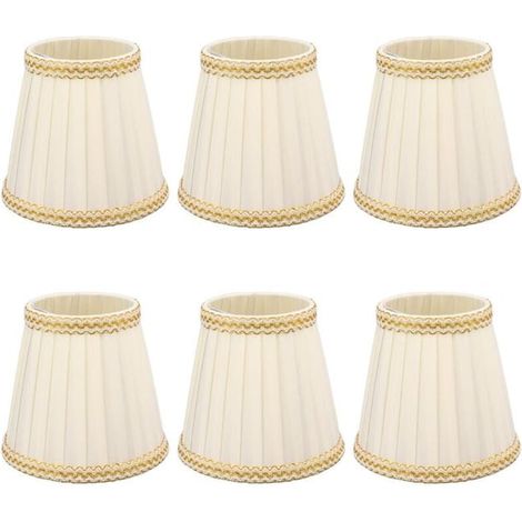 Abat-jour Tissu 6 Pièces, Petit Clip sur Tambour pour Lustre, Bougie, Ampoules E14, Pinces Fixation, Accessoires Éclairage Maison (1/4)