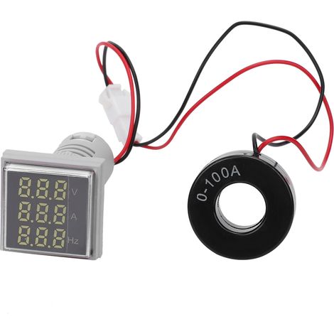 Square Digital Display AC Voltage Current Frequency 3 in 1 Signal Indication Meter Light(White) (1/5)