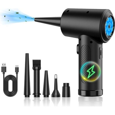Souffleur À Poussière Sans Fil - Moteur 68 W - Batterie 6000 mAh - Charge USB-C - 3 Modes - Embouts Conique Brossé Rond Étroit (1/5)