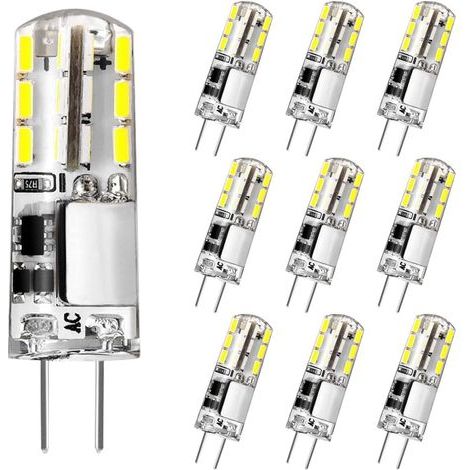 G4 LED-Lampe, 12 V, 2 W (entspricht einer 20-W-Halogenlampe), Kaltweiß (6000 K), 180 lm, flimmerfrei, Energiesparlampe für Dunstabzugshauben und Kronleuchter, nicht dimmbar, 10er-Packung [Energieklass (1/5)