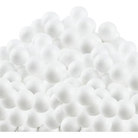 100Pcs Boules de Mousse Artisanale Blanc Boule de Polystyrène pour l'art, Artisanat, ménage, décoration de projets Scolaires (Solide 2cm)