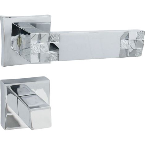 DOMINO Poignée de porte TORO QR M6 WC Poignée avec rosace WC Chromé brillant (1/5)
