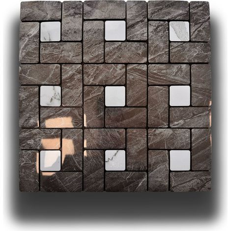 Piastrelle 3D Autoadesive in PET acustiche e isolanti 30x30cm (4mm spessore) MOSAICO NERO E CARRARA