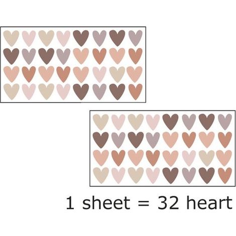 64 adesivi murali in vari colori per decorare mobili e camera da letto. Adesivi murali autoadesivi a forma di cuore. Semplici e versatili. (1/5)