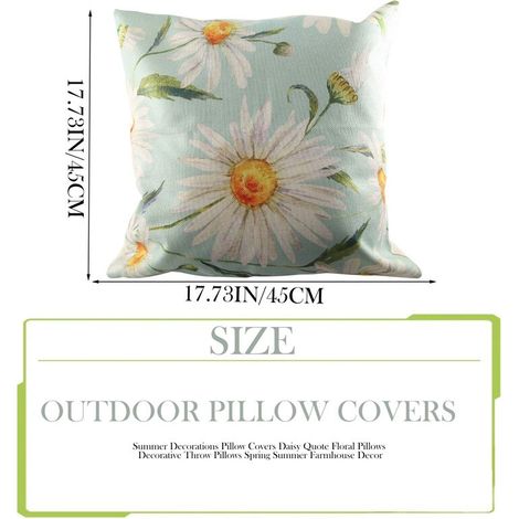 Filiyano-Housses de coussin décoratives estivales, citations sur les marguerites, coussins fleuris, coussins décoratifs, décoration champêtre estivale (1/5)