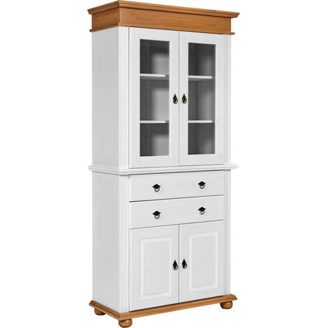Vetrina Credenza in Legno Bianco Rovere con 4 Ante da Soggiorno Cucina (1/5)