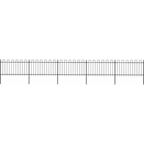 vidaXL Garden Fence with Hoop Top Steel 838x100 cm Black
