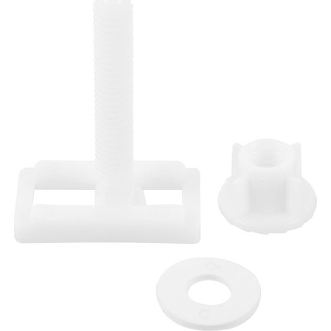 Kit de remplacement et fixation pour abattant toilettes, 2 jeux vis, vis blanches, solution (1/5)
