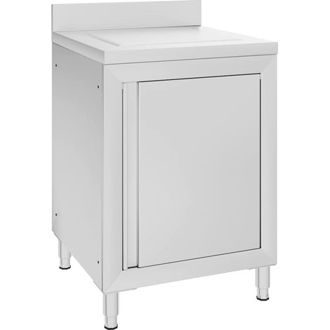 Armoire de cuisine professionnelle avec égouttoir en acier inoxydable argenté 60 x 60 x 95-96 cm - PANGIVO (1/5)