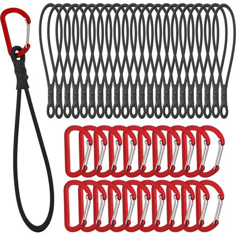 20 pièces Tendeurs Elastique avec Mousqueton 20cm, Tendeur Elastique, Corde Elastique, Crochet de Tension en Caoutchouc Tendeurs Elastique avec Crochets pour Camping, Bâches, Tente (1/5)