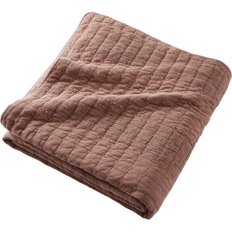 Couvre-lit 240x260cm en coton jacquard coloris terracotta - ZALYA