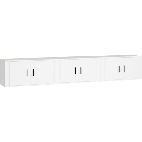 Muebles de TV de pared Estantería multimedia Aparador de TV Comedor Salón Dormitorio 3 piezas 80 x 345 x 40 cm Blanco 020029038 (1/5)