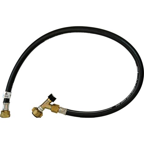 Favex – Lyre anti-arrachement 75 cm – Tuyau flexible pour bouteille propane-butane – Sécurité anti-arrachement – Limiteur de débit inclus