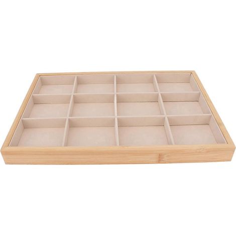 Plateau à bijoux à 12 compartiments, aspect doux et élégant, robuste et léger, tiroir de rangement pour bijoux de chambre, beige (1/5)
