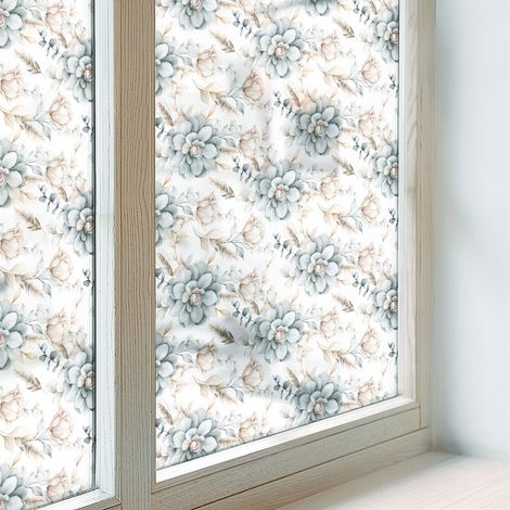 Regard Film pour Fenêtre 50x146 cm PVC pour Chambre Cuisine Salle de Bain Collés sur le Verre Décoratif Vitrail Protection Adhésif élégance florale (1/5)