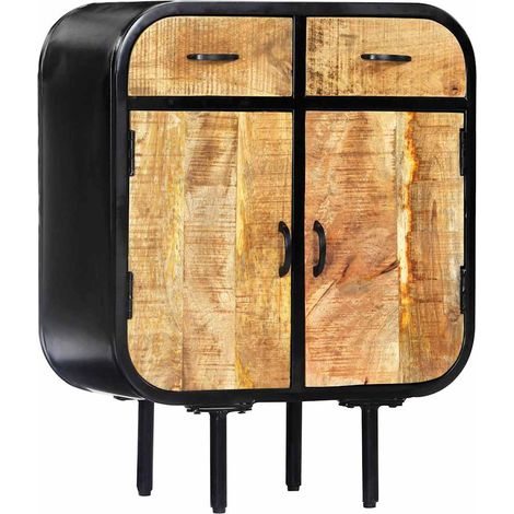 vidaXL Buffet 60x30x75 cm Bois de manguier massif et fer (1/5)