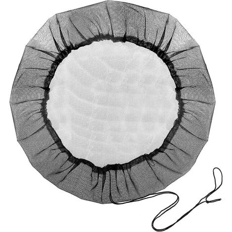 Housse en filet pour récupérateur d'eau de pluie (1 ou 3 pièces) en polyester noir avec cordon de serrage pratique pour jardin ou seau à eau. (1/5)