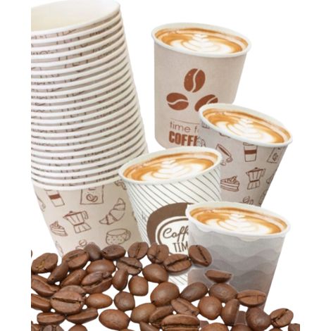 Vasos de papel para café Clarina, surtido de diseños, 250 ml x 50 unidades (1/5)