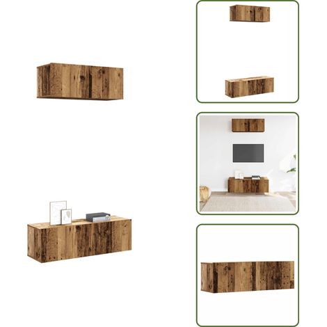 Ensemble de meuble TV mural 2 pcs vieux bois bois d'ingénierie - Ensemble De Meubles TV - Ensembles De Meubles TV - Meuble TV - Meuble Hifi (1/5)