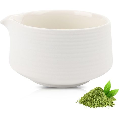 Bol à matcha avec bec verseur - Bol à matcha traditionnel en porcelaine - 560 ml - Pour théâtre, cuisine, débutant, matcha latte (1/5)
