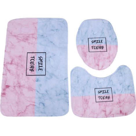 Ensemble Tapis De Bain Et Couvre-Abattant En Flanelle Antidérapant Pour Salle De Bain - Lot De 3 Pièces (1/5)