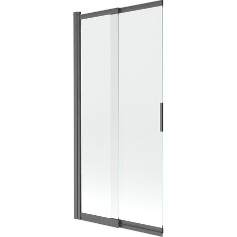 Mexen Fox paratia da vasca 2 ante scorrevole 85 x 150 cm, trasparente, grigio canna di fucile spazzolato - 891-085-002-66-00 (1/2)