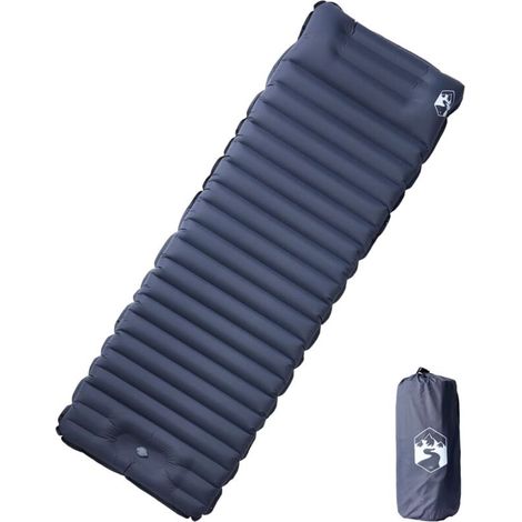 Matelas de camping autogonflant avec oreiller 1 personne gris (1/5)