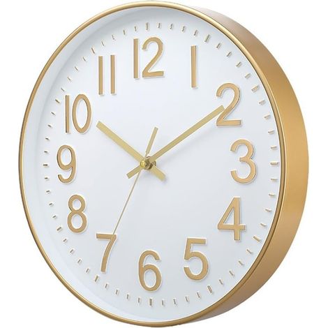 Horloge murale silencieuse de 30,5 cm pour mouvement de balayage ultra silencieux, analogique, classique, vintage, rétro, grands chiffres, vue claire, cadre en ABS pour école, salle de classe (1/5)