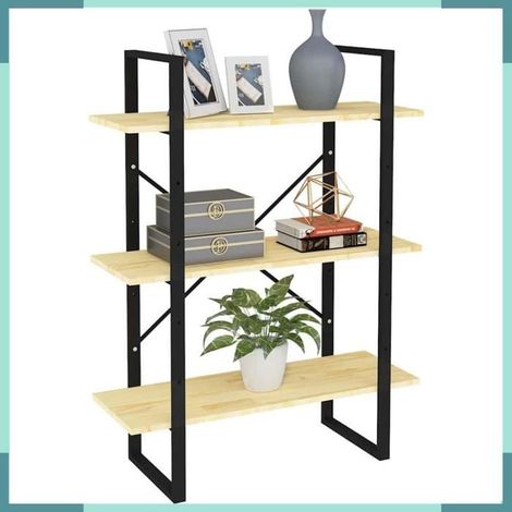 Bibliothèque - 806532 - Bois de pin massif et métal - 80 x 30 x 105 cm - 3 étagères (1/5)