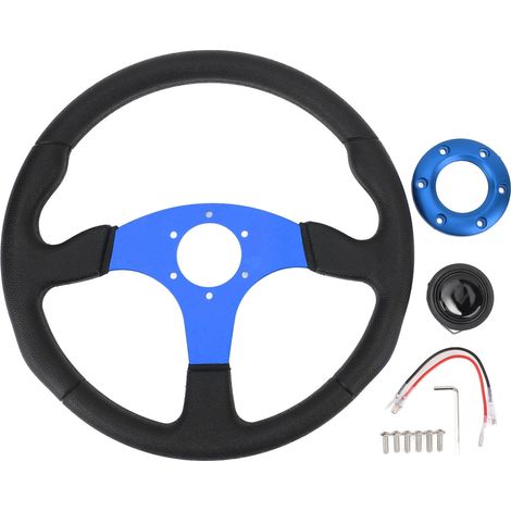 Ruota da corsa universale da 14 pollici, in similpelle PU e telaio in alluminio, compatibile con adattatore per mozzo a 6 fori, blu (1/5)