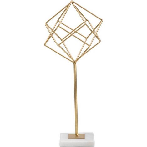 Cubo decorativo in ferro color oro con base per decorazioni ambienti -42 cm (1/5)