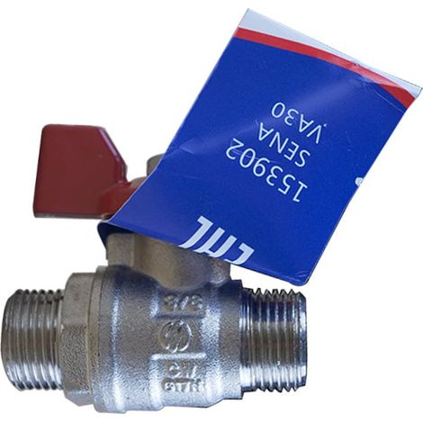 Vanne à sphère PN30 SENA Ni Free Inox ACS Manette Papillon rouge Mâle/Mâle 3/8"(12/17) - Arco
