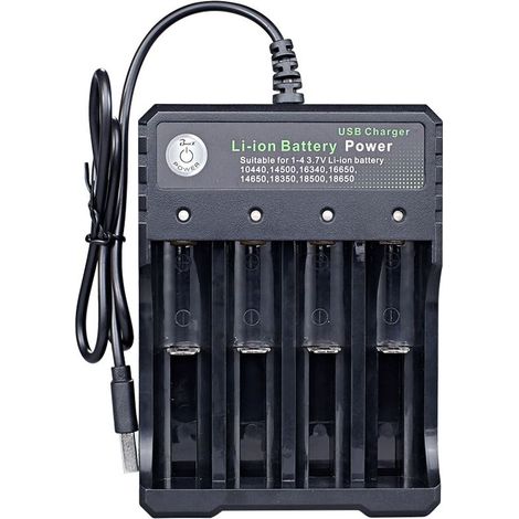 Chargeur de Batterie 18650 Universel Chargeur de Piles avec Indicateur LED 4 Slot USB Chargeur Pile pour Li-ION Pile au Lithium (1/5)