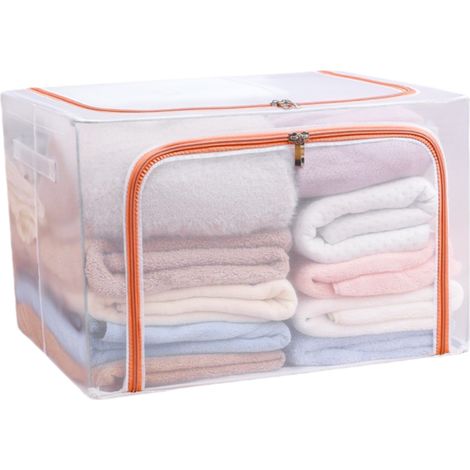 Boîte de rangement en maille de nylon, structure en acier, respirante, pliable, grande boîte de rangement pour couettes, étanche (1/5)