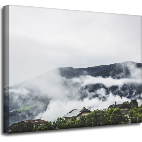 Leinwanddruck Natur – Berge im Nebel, 50 x 40 cm
