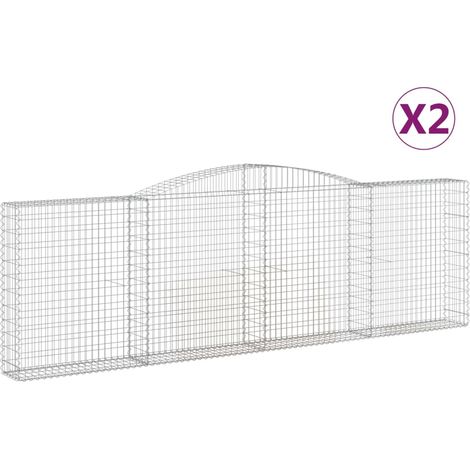 Paniers à gabions arqués 2 pcs  Mur en gabion 400x30x120/140 cm Fer galvanisé