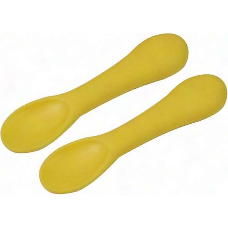 Cuillère d’apprentissage autonome pour bébé - Couvert en silicone pour tout-petits, ustensile de cuisine enfant pour aliments solides (Marron) (1/5)
