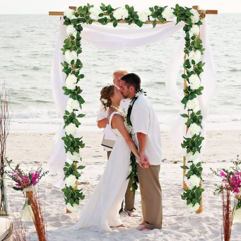 Guirlande de fleurs artificielles roses blanches 180 cm, décoration pour mariage et jardin (1/5)