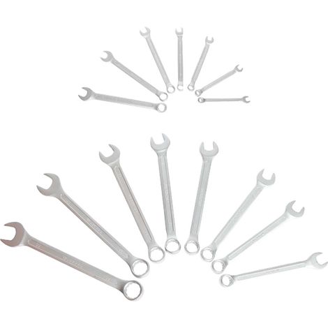 Maul- und Ringschlüssel, Flach - Auge, 7-22 mm, 15 Stück