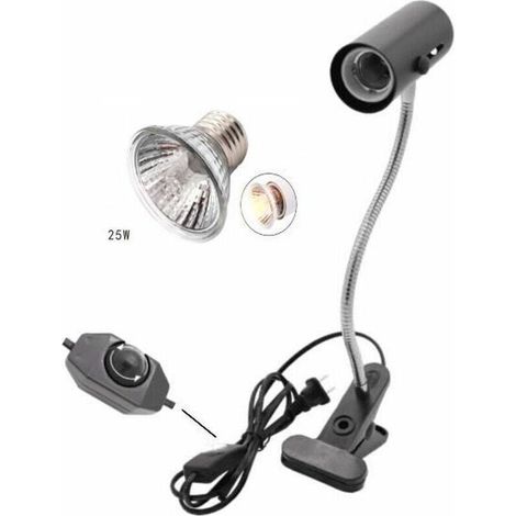 Support de lampe pour tortues/reptiles, lampe chauffante, interrupteur à pince avec lampe chauffante, 220 V, 25 W, prise UE, Cisea (1/4)