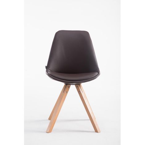 Sedia pranzo Laval in similpelle gambe quadrate natura marrone (1/3)