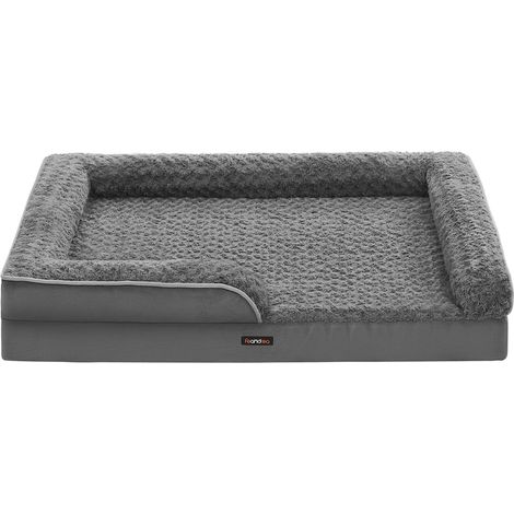 Cesta para perros cama ortopédica para mascotas espuma tipo huevera bordes acolchados elevados funda extraíble de tela de felpa con estampados rosas 71 x 58 x 16 cm gris 120006818 (1/5)