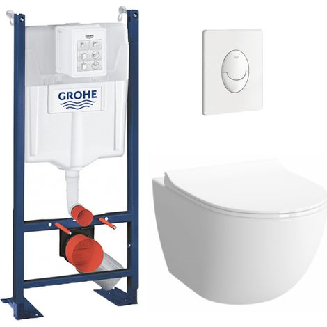 Grohe Pack Cuvette Compacte SENTO RIM-EX sans bride + Rapid SL autoportant NF + plaque Skate Air blanc ProjectSentoRimlessCOMPACT-3 (1/5)