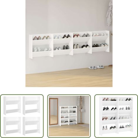 Schuhregal -  Wand-Schuhschränke 4 Stk. Weiß 60x18x60 cm Holzwerkstoff (1/5)