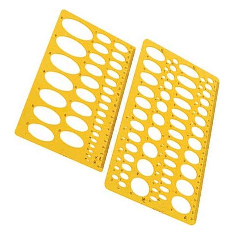 2 pcs Ellipse Isométrique ovale Géométrie College Math Pochoir Modèle de Règle pour l'école bureau (1/5)