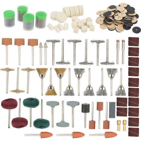 Kit de 347 pièces pour outil rotatif : meules, disques à tronçonner, polir, poncer, nettoyer et ébavurer, mandrin de 3mm inclus. (1/5)