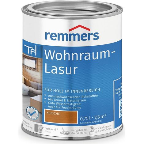Remmers Wohnraum-Lasur kirsche, 0,75 Liter, Holzlasur innen, für Möbel, Böden, Innentüren und Treppen geeignet, mit Abperleffekt